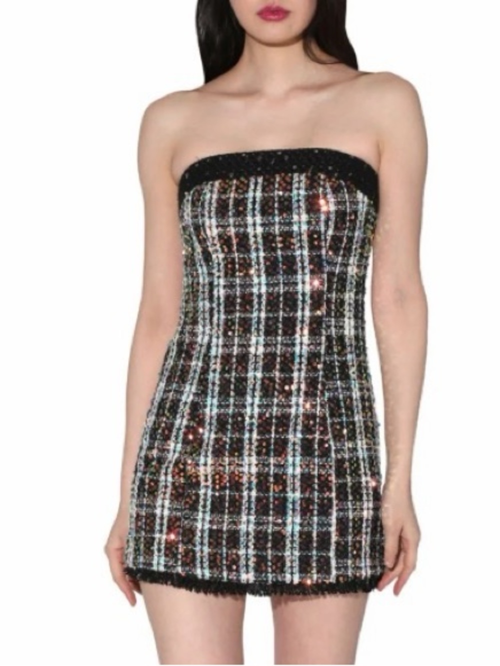 Walter Baker Amberly Strapless Sequin Dress Broadway Tweed Black Size 10 NWT